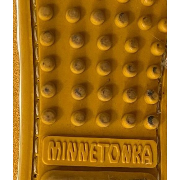 Minnetonka Suede Moc Boat Shoes - Kilty Plus, Saffron Gold, Size 11 - Picture 8 of 9